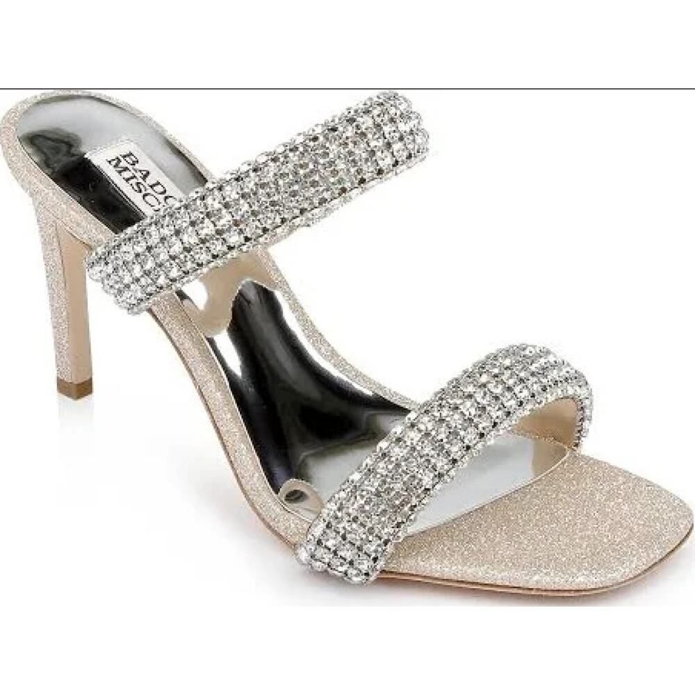 Badgley Mischka Sade Womens Leather Embellished Heels - Size 8 1/2 - New